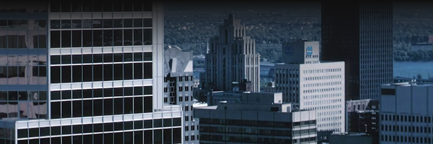 Corporate offices in a cityscape