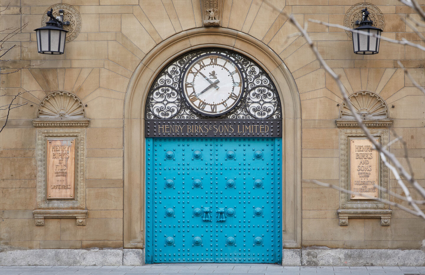Birks classic blue door at the montreal flagship store